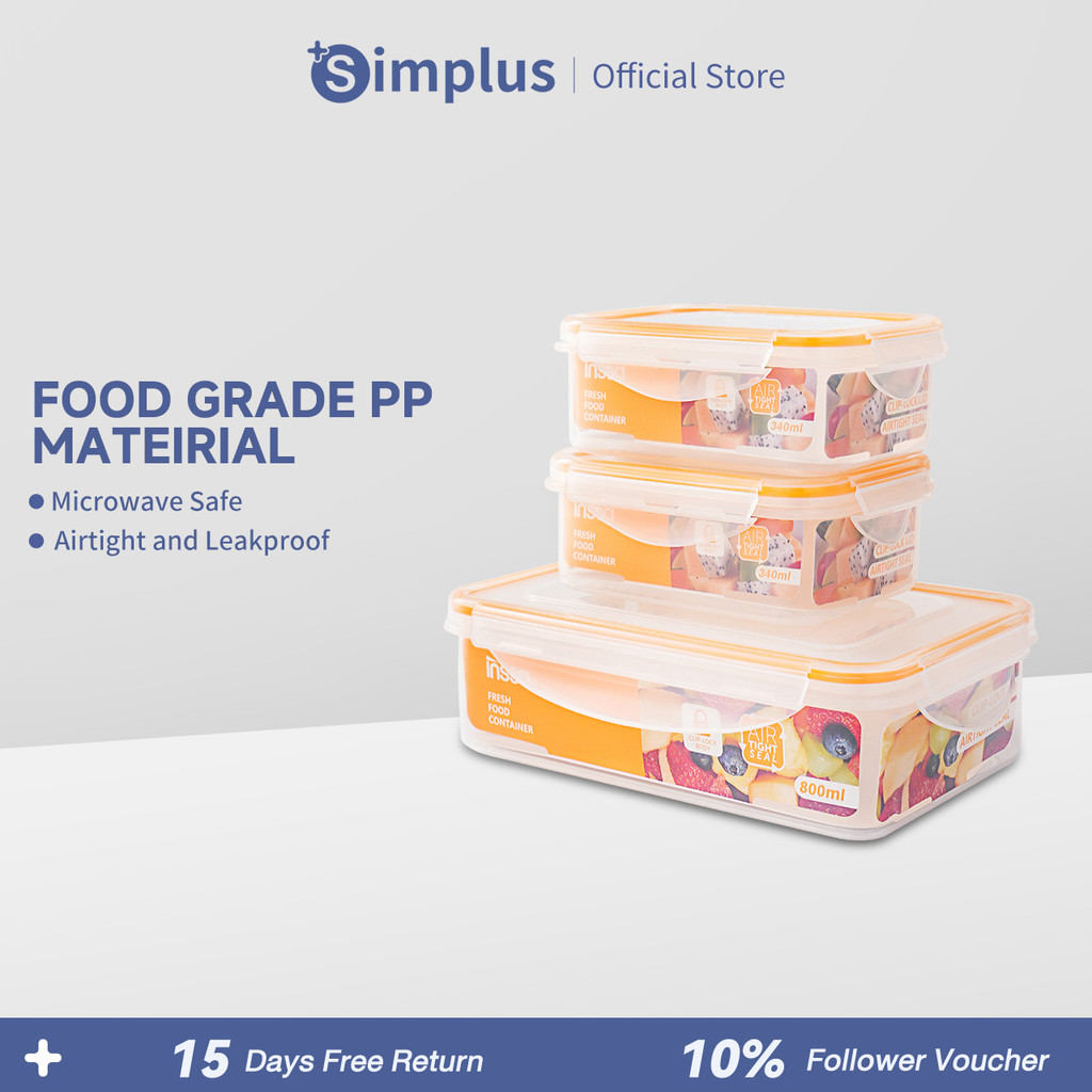 Simplus Food Storage Containers BPA Free Microwave Safe(340ML*2+800ML ...