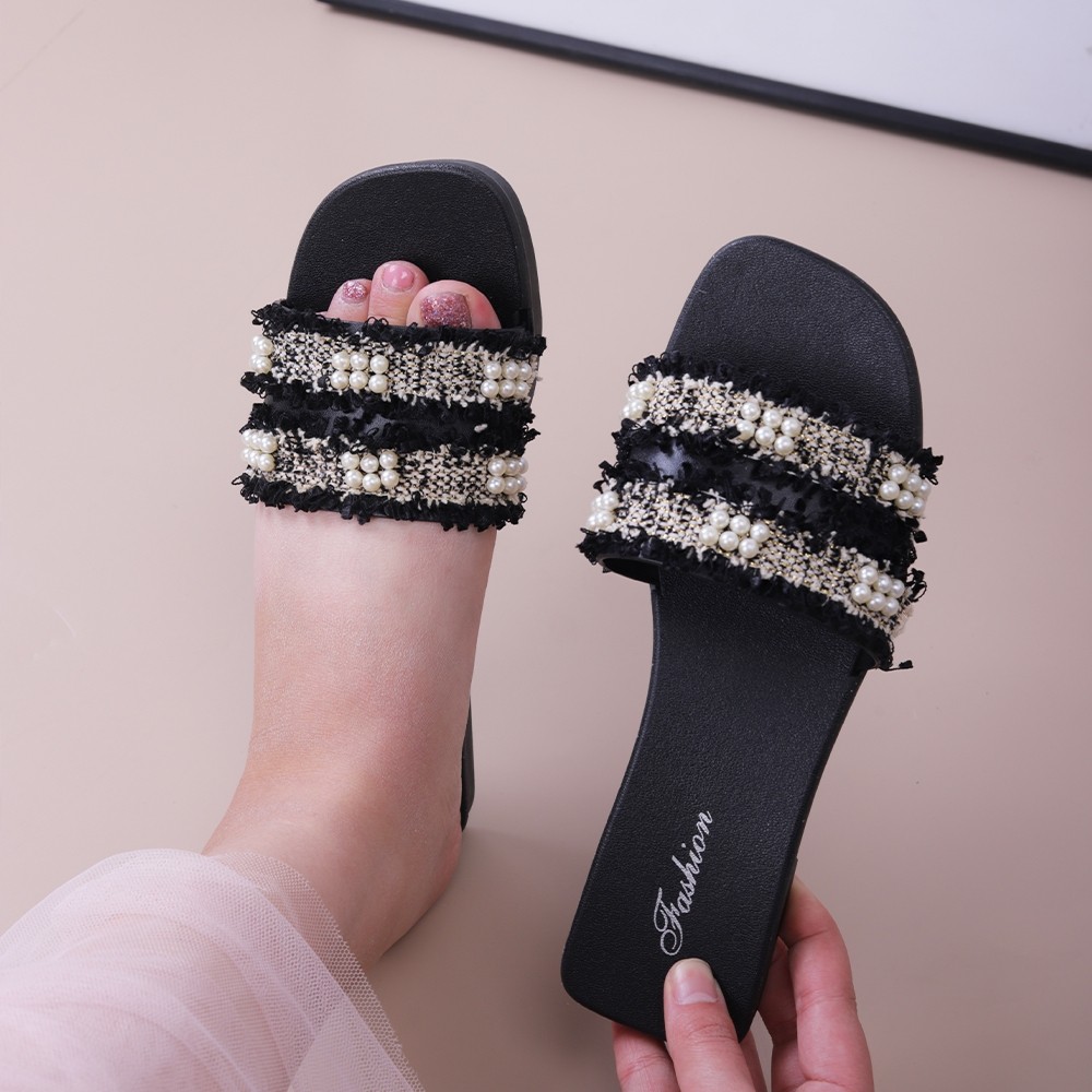 POPmaker shop Sandal Karet Wanita Flat YU75 / Sandal Mutiara Cantik​ - Desain Kekinian dengan Bahan Karet yang Nyaman COD - Gambar 3