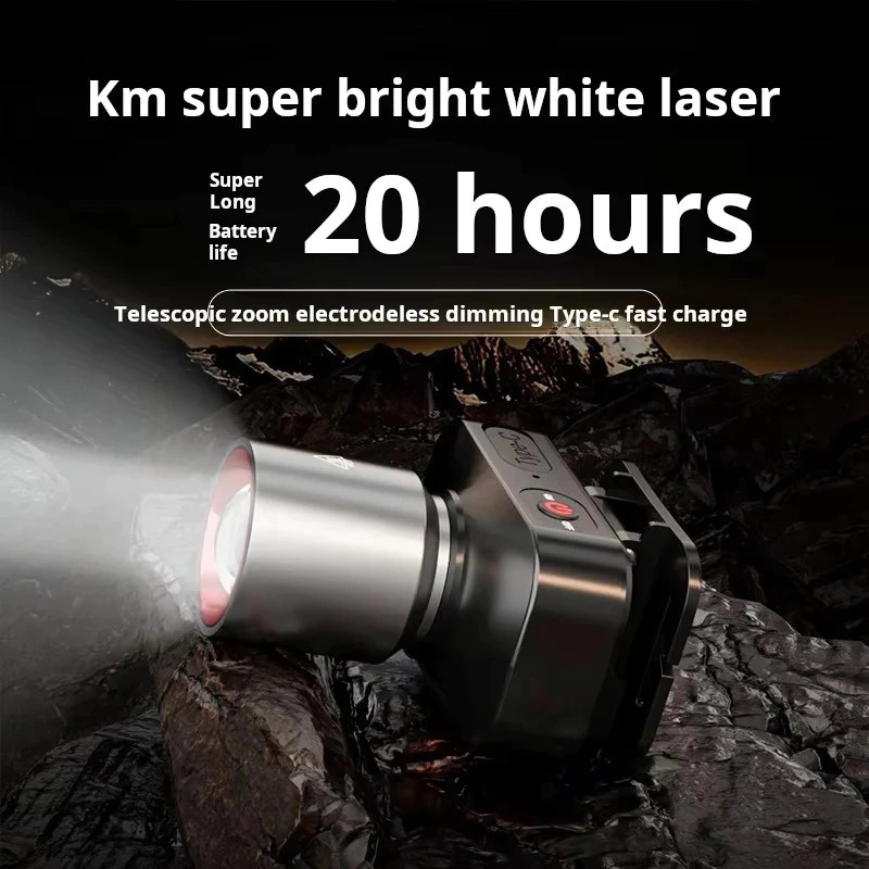 Senter Kepala Zoom Super Terang Tampilan Digital Awet Anti Air Headlamp Outdoor 1200Lumen 3 Mode Cahaya - Gambar 3