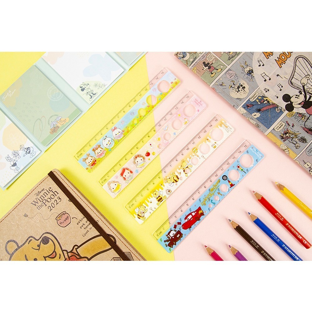 [King PLAZA] Disney Wave Hole Ruler 15CM Mickey Pooh Princess Lightning ...