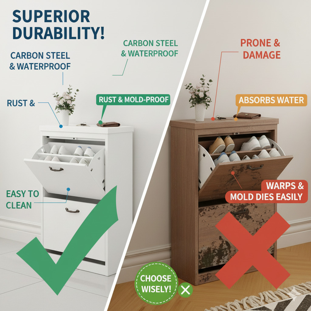 Ultra-thin Steel Shoe Cabinet Flip Rack Space Saving Metal Shoe ...