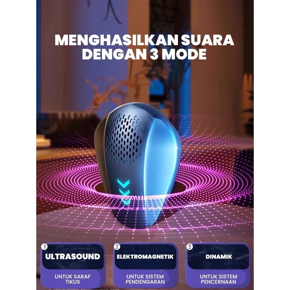 Alat Pengusir Tikus dan Kecoa Ultrasonik Tanpa Bahan Kimia Aman untuk Rumah Hemat Listrik Teknologi Frekuensi Tinggi - Gambar 2