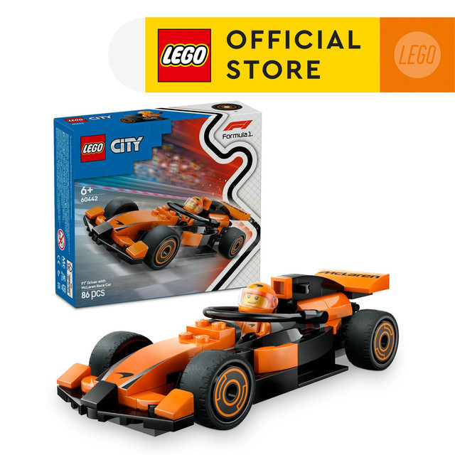 LEGO City 60442 F1 Driver with McLaren Race Car (86 Pieces), Mainan, Building Block, Toys