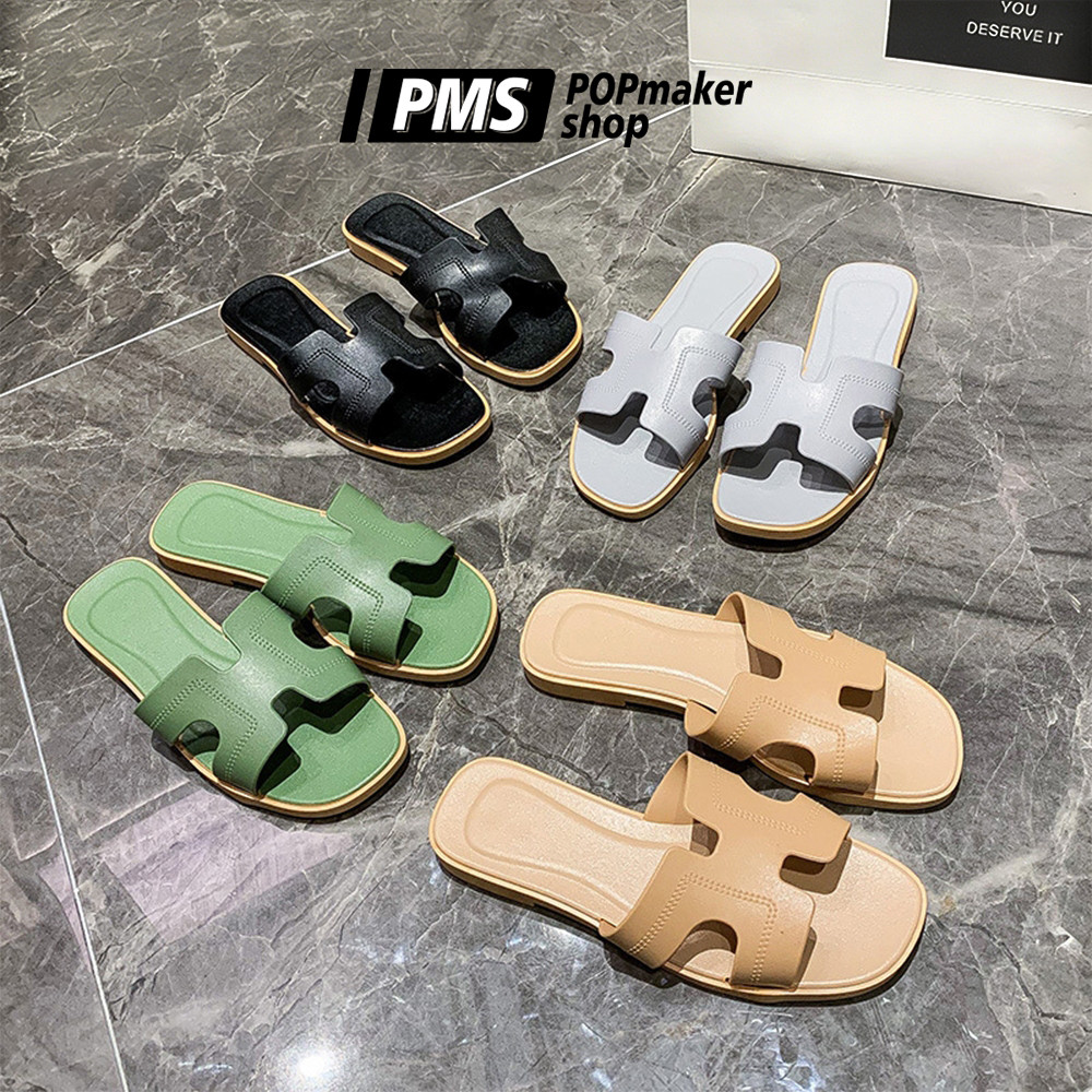POPmaker shop Sandal Wanita YU79 - Sandal Slip On Jelly Elastis dengan Model Flat, Desain Minimalis, Nyaman dan Ringan untuk Kegiatan Sehari-hari COD