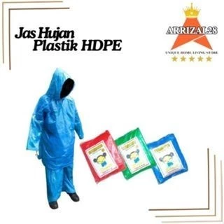 JAS HUJAN PLASTIK HDPE TEBAL SETELAN JAKET+CELANA