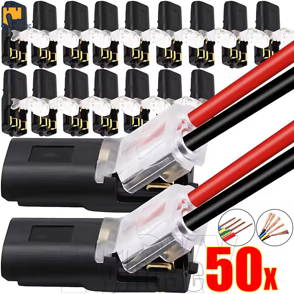 50-10Pcs 2 Pin Way Plug - Double-Wire Plug-in Electrical Connector ...