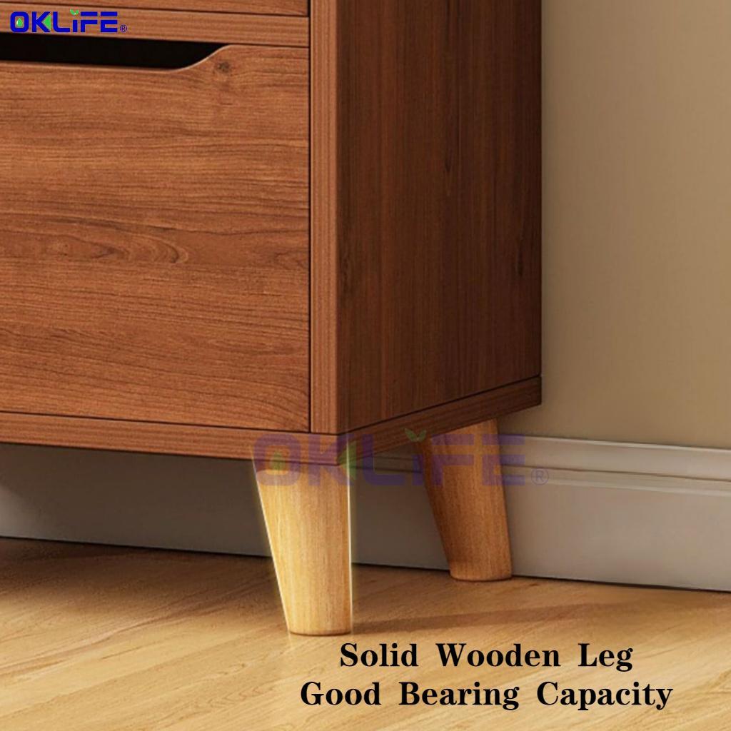 Tall Narrow Bookshelf with Drawers Wooden Storage Cabinet Open Shelf Unit for Bedroom Living Room view 4