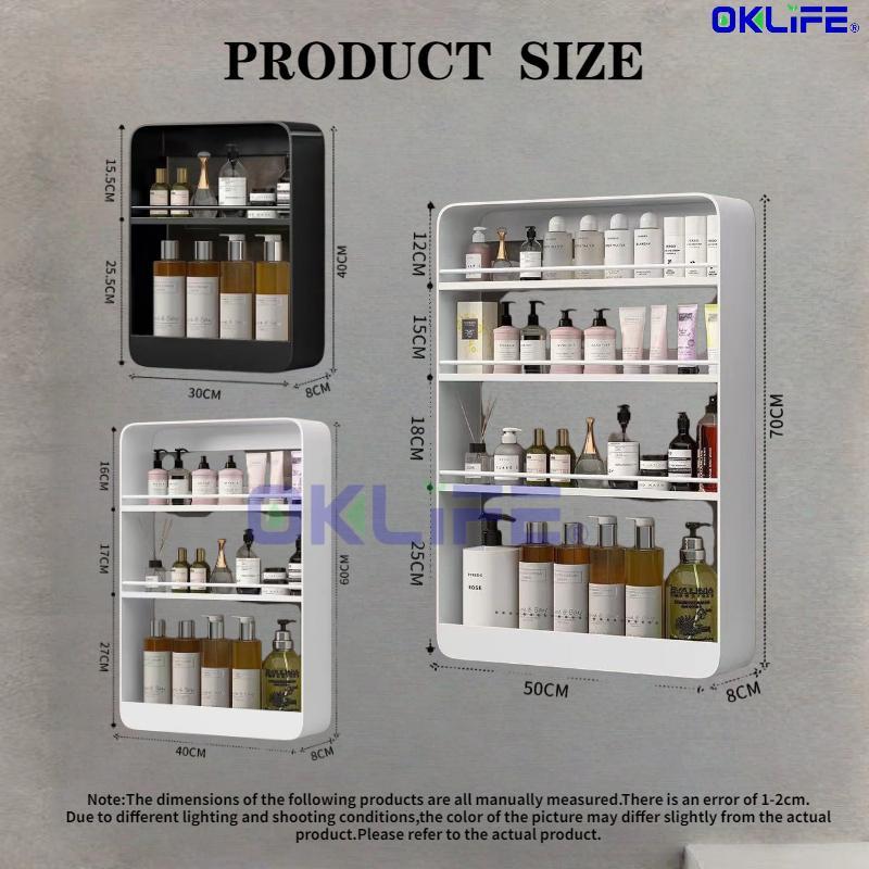 Large Capacity Bathroom Wall Shelf Punch Free Shower Organizer Rack Wall Mounted Toiletries Organizer view 9