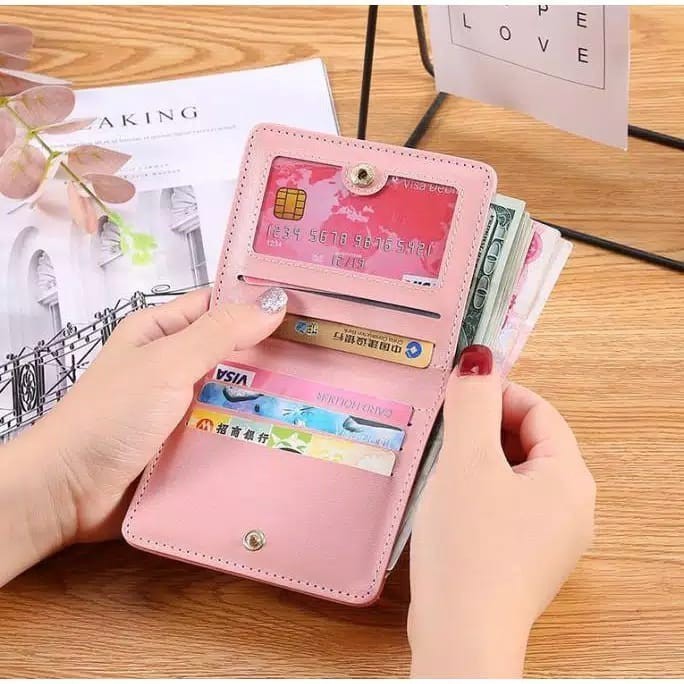 POPmaker shop Dompet Lipat Mini Wanita C1068 / Import Real Pict​ - Dompet Mini Praktis dengan Gambar Asli COD - Gambar 4