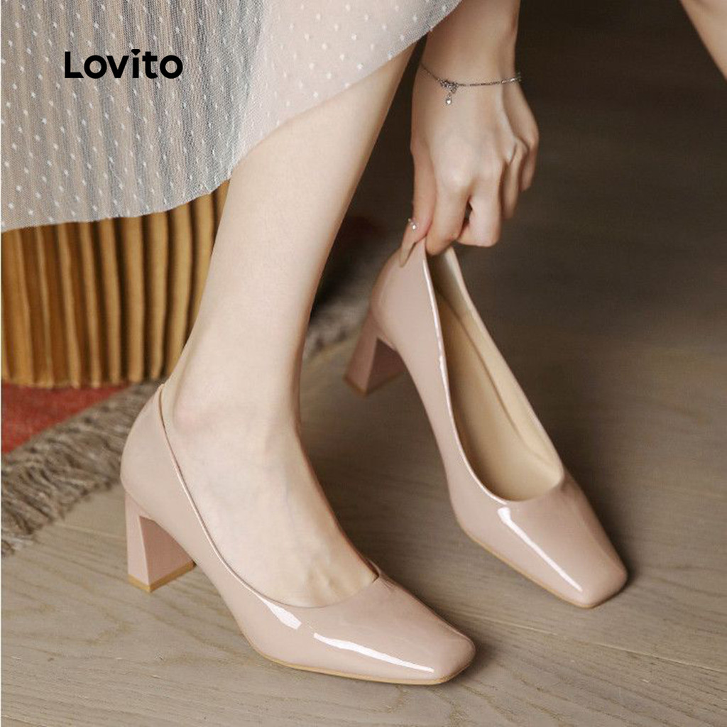 Lovito Elegant Heels Simple Root Spring/summer Black Heels for Women ...