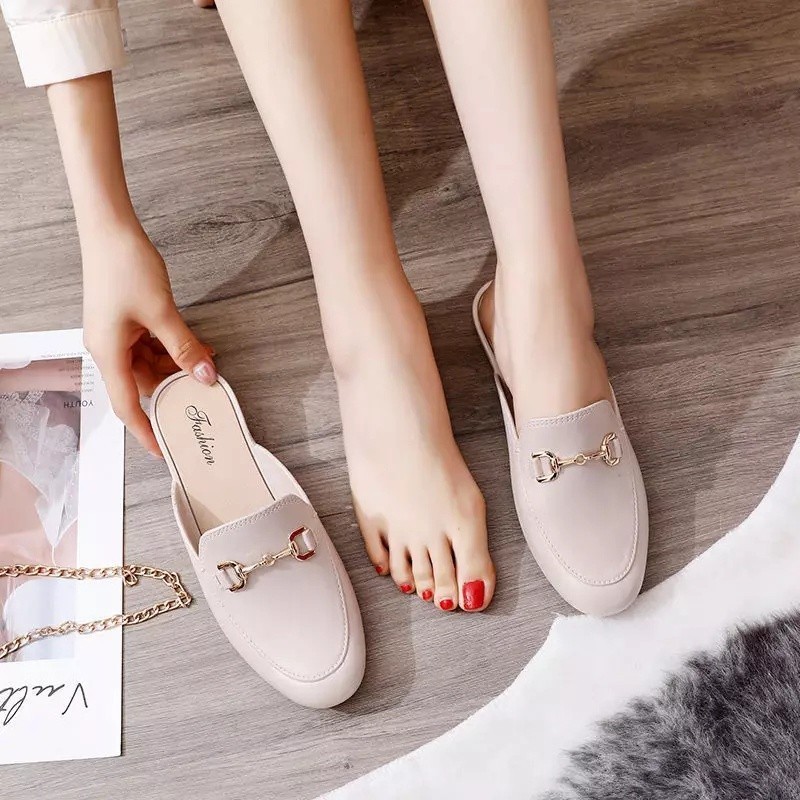 POPmaker shop Sandal Slop Korea SP08 / Flat Shoes Wanita Import​ - Real Picture, Gaya Korea yang Nyaman dan Trendy COD - Gambar 3