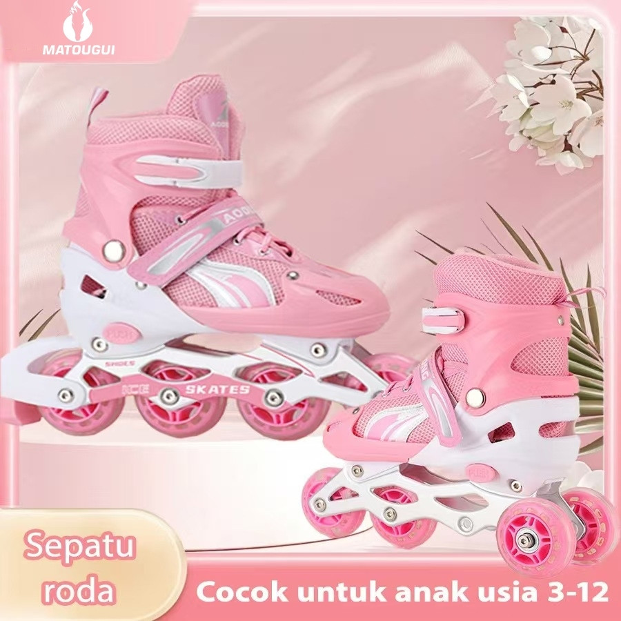 Matougui sepatu roda Oxelo/Sepatu es terbaru untuk anak perempuan tahun 2026, dilengkapi dengan lampu LED,/tidak licin/anti goyang/lnline skate/star/ukuran dapat disesuaikan/pu/gaya bajaj/mode skateboard
