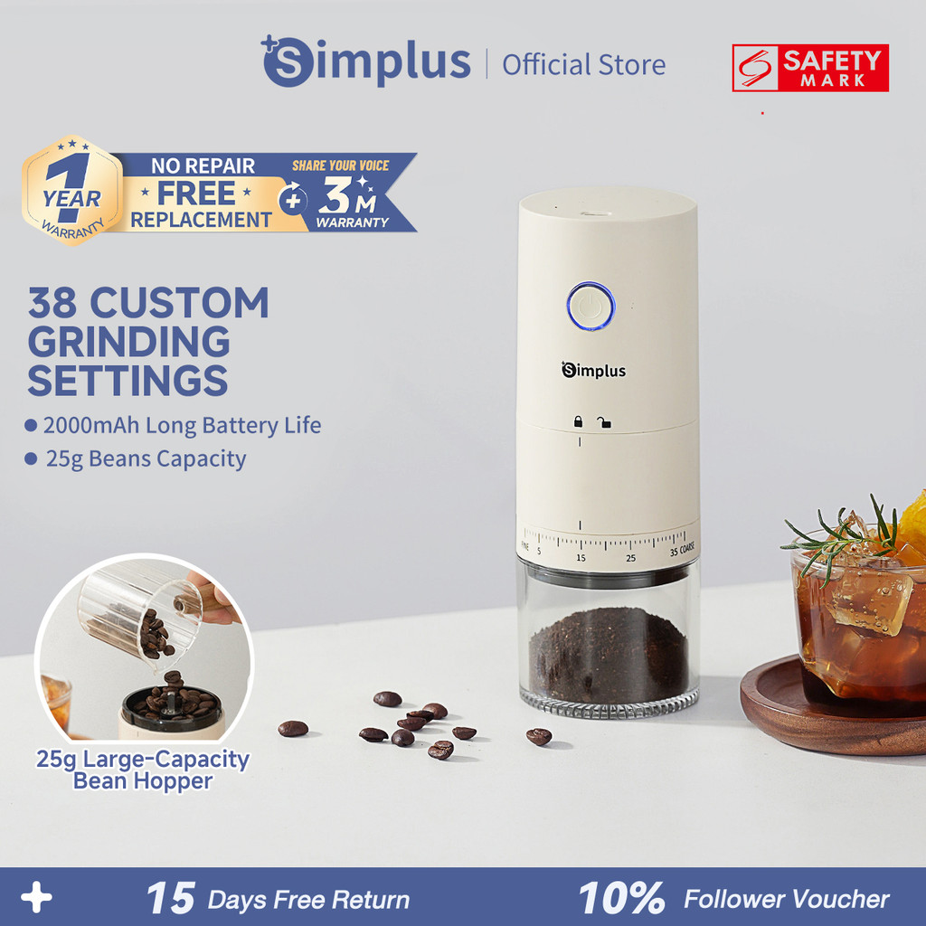 Simplus Electric Coffee Grinder | 38-Grind Settings | 25g Bean Wadah ...