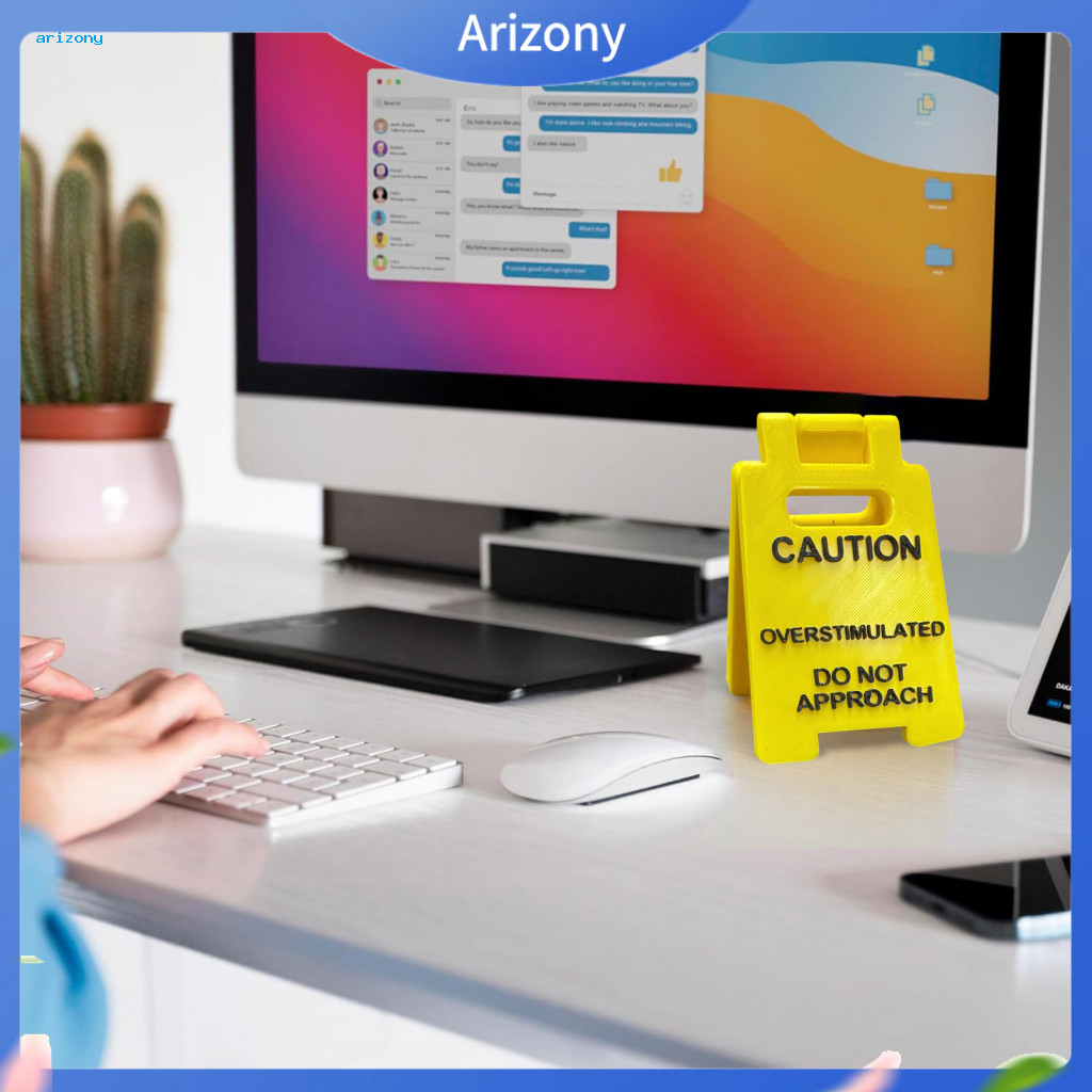《penstok》 Desk Sign Caution Overstimulated Unique Desk Signs Quirky 3d ...