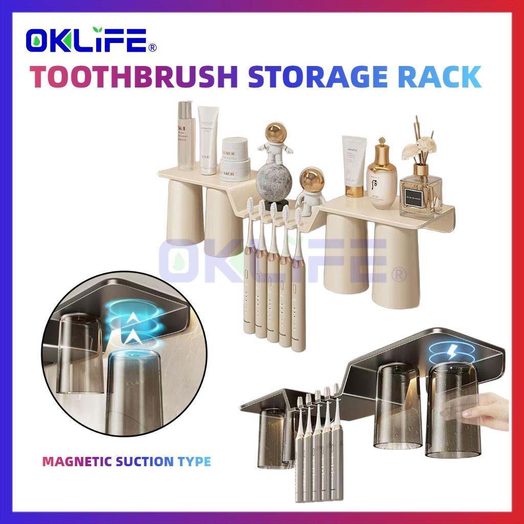 Punch Free Bathroom Organizer Bathroom Shelf with Toothbrush Holder Bathroom Caddy