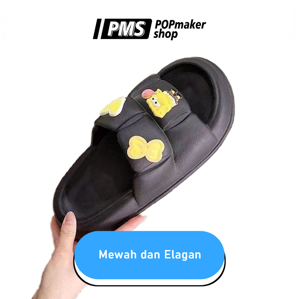 POPmaker shop Sandal Slop Wanita SP50 - Desain Flat Santai dengan Gaya Fashion Trendy, Nyaman Dipakai Sehari-hari , Sandal Karet / Rubber Empuk, Ringan & Non-Slip untuk Outdoor & Rumah COD - Gambar 2