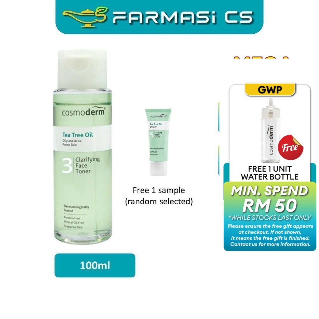 Cosmoderm Tea Tree Oil Clarifying Face Toner 100ml EXP:12/2028 FREE 1 ...