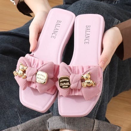 POPmaker shop Sandal Selop Wanita YU73 - Sandal Lucu Karet Jelly dengan Variasi Pita Cantik, Desain Minimalis, Nyaman dan Ringan untuk Sehari-hari COD - Gambar 4