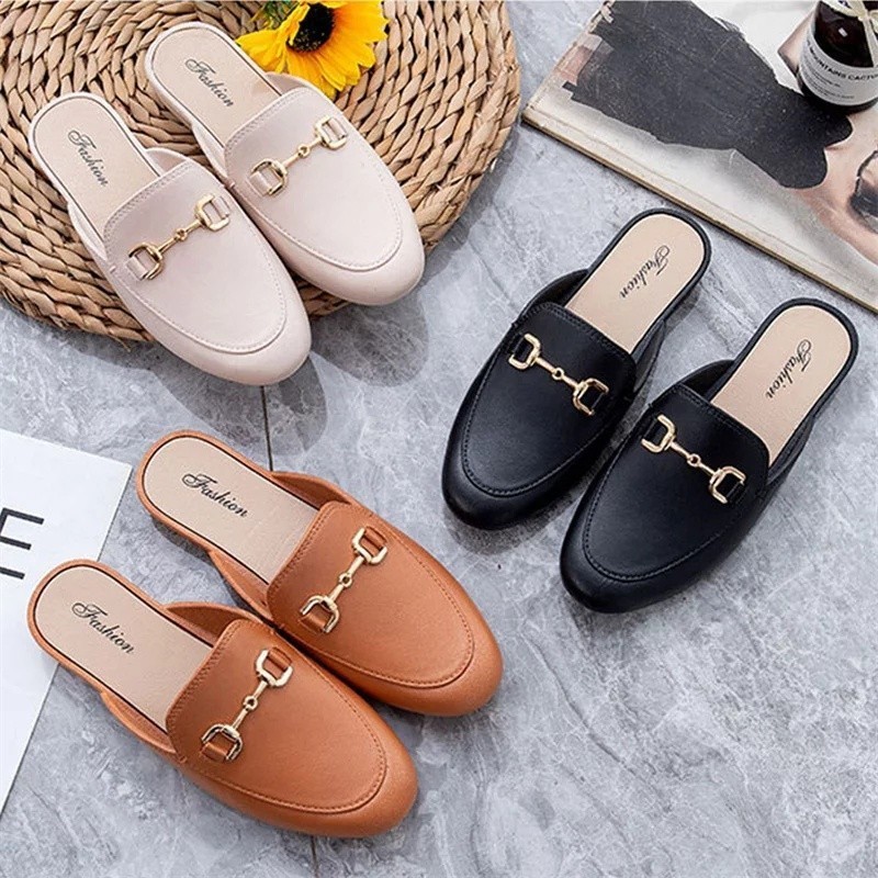 POPmaker shop Sandal Slop Korea SP08 / Flat Shoes Wanita Import​ - Real Picture, Gaya Korea yang Nyaman dan Trendy COD - Gambar 4