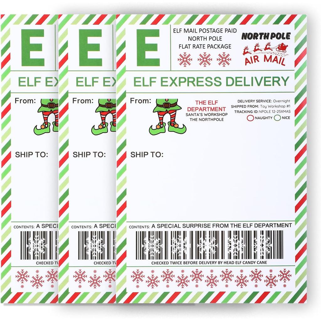 20 Pcs Express Elf Delivery Stickers from North Pole 6x4 Inch Gift Tags ...
