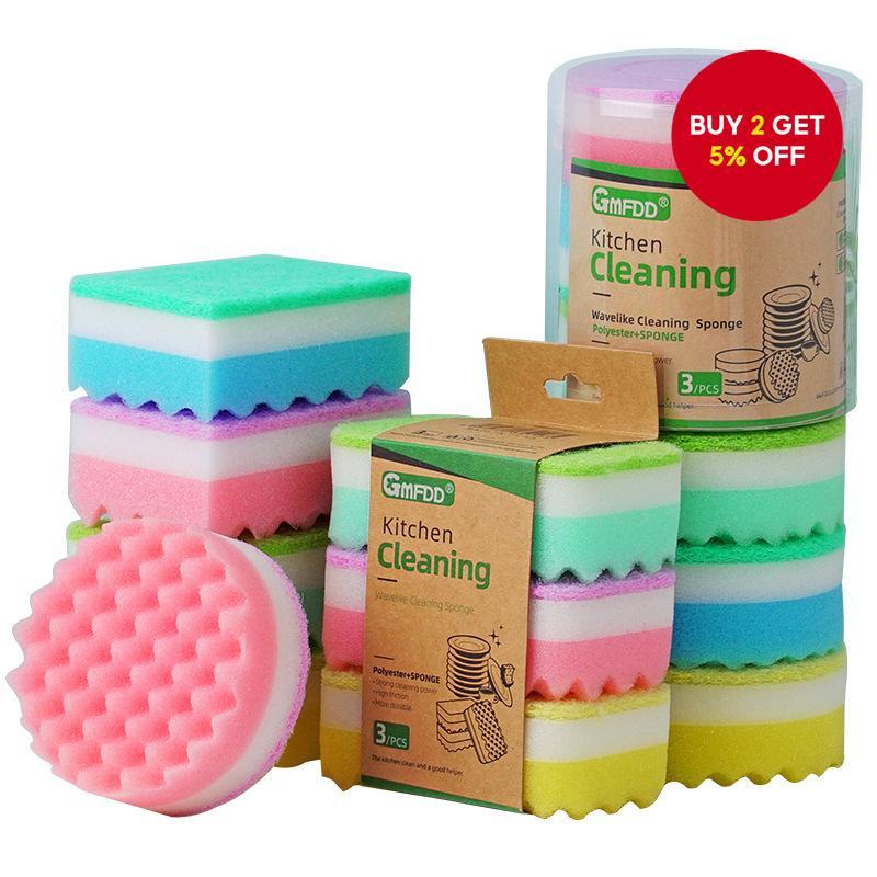 Thick Light Color Small Wave Sponge Dishwashing Sponge Scouring Pad ...