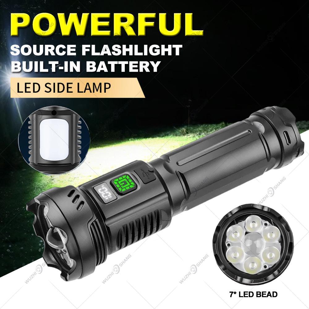 Powerful LED Flashlight USB-C Fast Charging & Built-in 1800mAh Battery ...