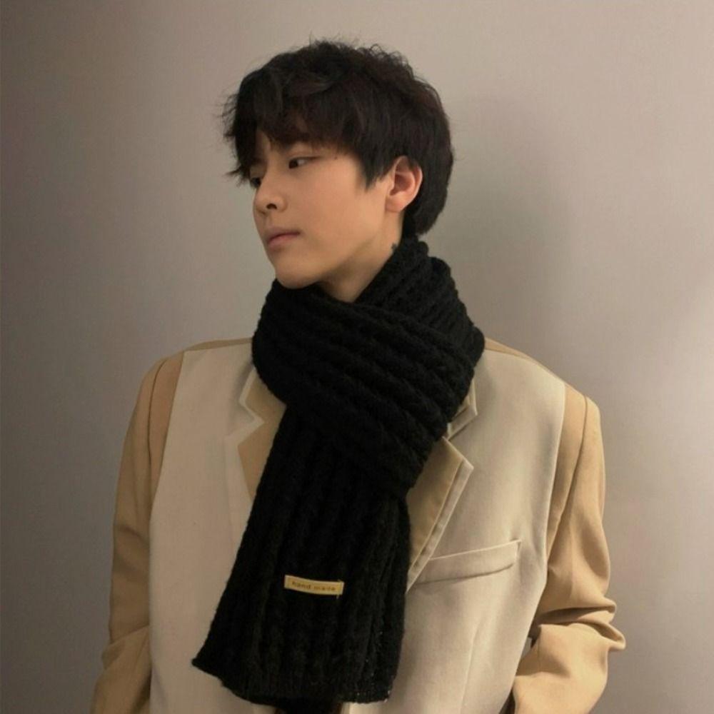 LYNDON Winter Knitted Scarves, Korean Style Casual Solid Color
