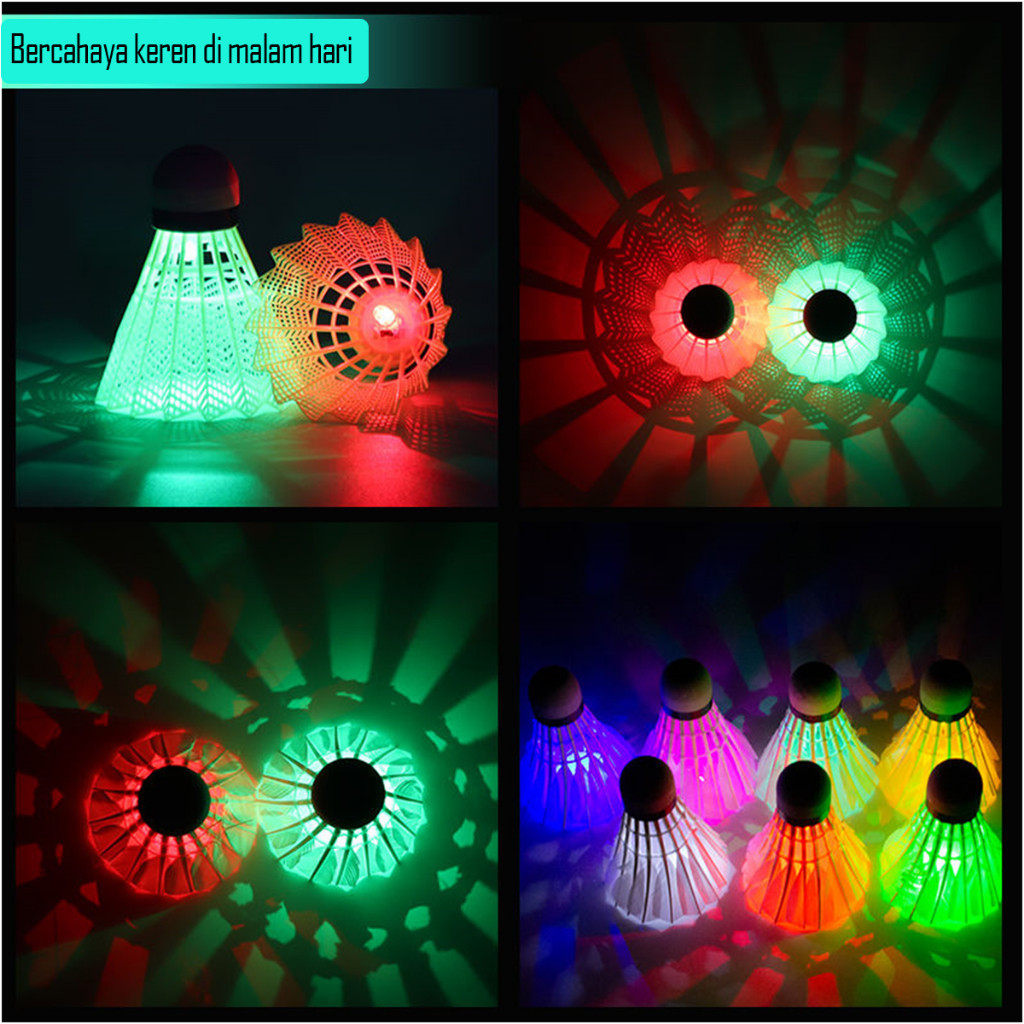 Paket 5 Pcs Kok Bulutangkis Nilon Glow in The Dark Tahan Angin dengan Penerbangan Stabil untuk Latihan Indoor Outdoor Malam Hari - Gambar 4