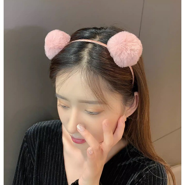 POPmaker shop Bando Wanita H560 - Bandana Bulu dengan Motif Kuping Kucing untuk Cosplay, Cat Headband Hair Accessories yang Lucu & Stylish, Cocok untuk Kostum dan Gaya Harian COD - Gambar 4
