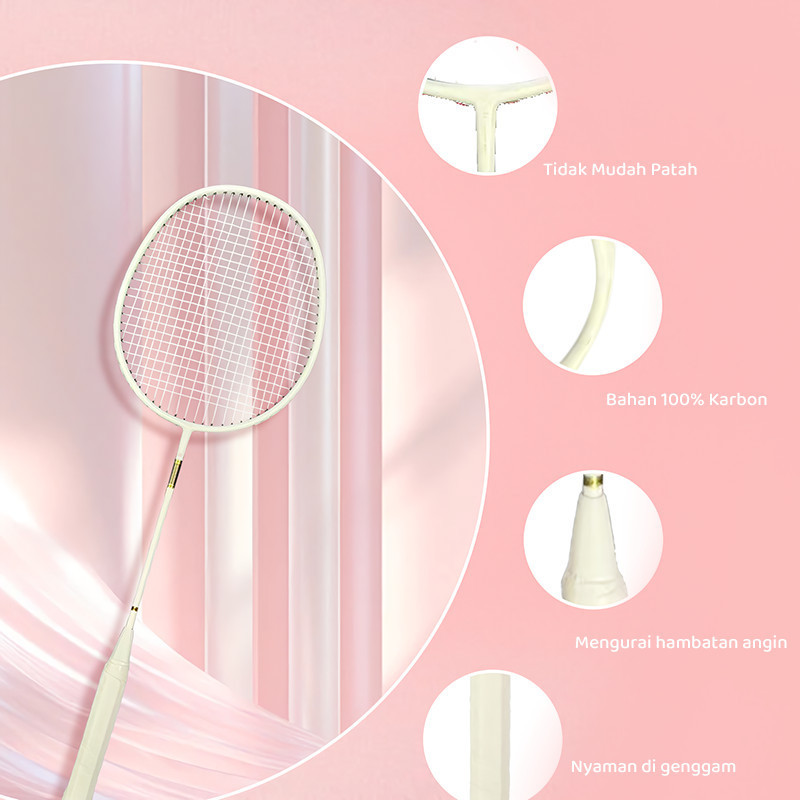 SET 2 PCS Raket Carbon/Badminton Racket GR 520 Silver Termasuk Senar Plus Cover FREE 3 KOK - Gambar 3