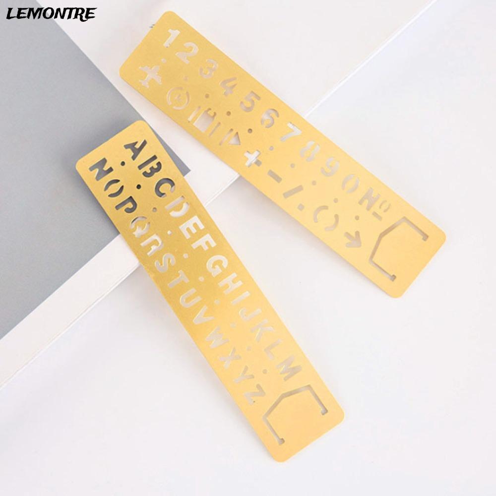 LEMONTRE Metal Bookmark, Straight Ruler Vintage Brass Digital Letters ...