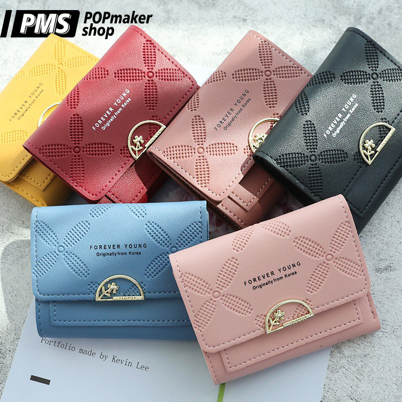 POPmaker Dompet Lipat Wanita Bunga Korea Minimalis
