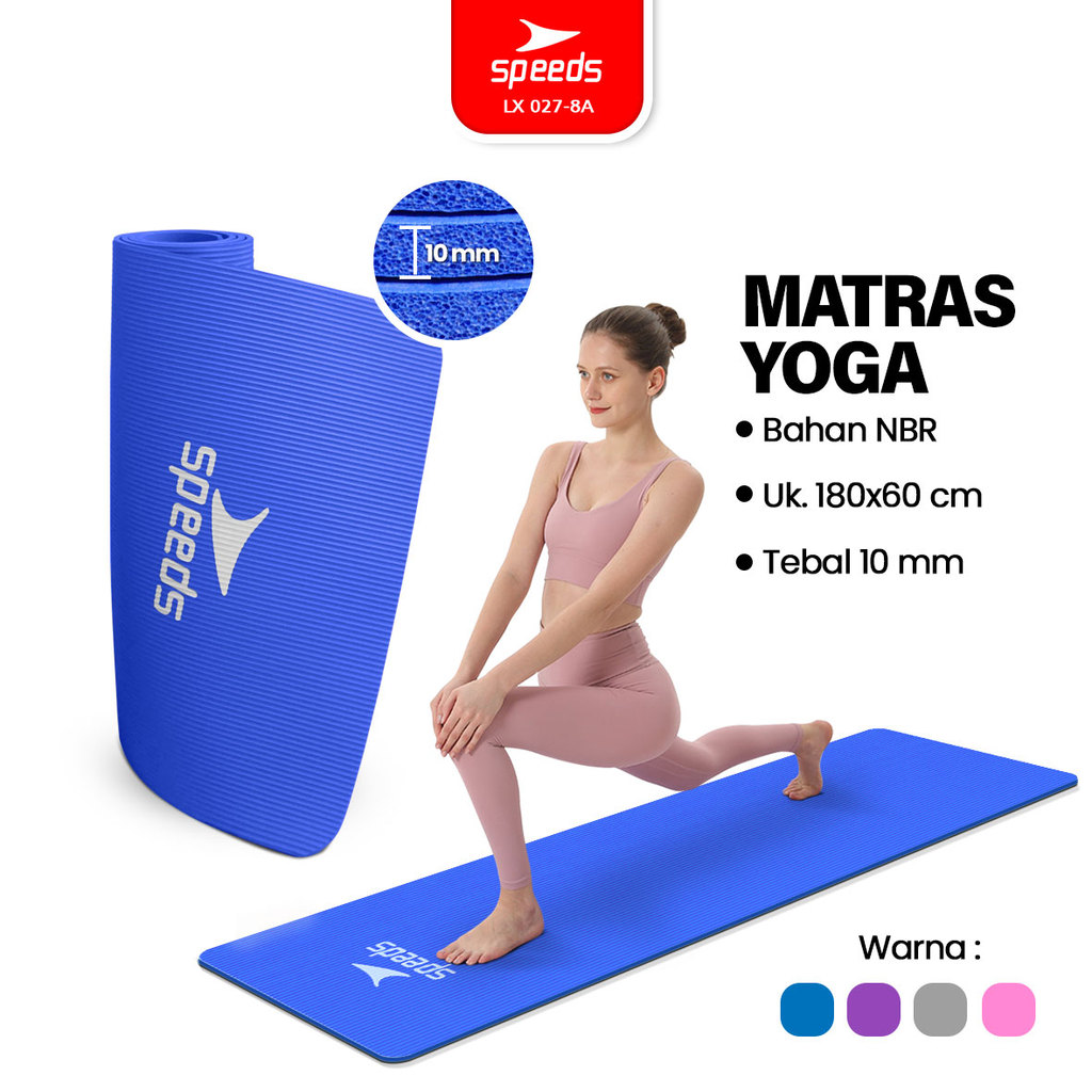 SPEEDS Matras Yoga NBR 10mm Alas Yoga Mat Alas Olahraga Pilates Karpet Spons Gym Berstandar SNI 027-8A - Gambar 2