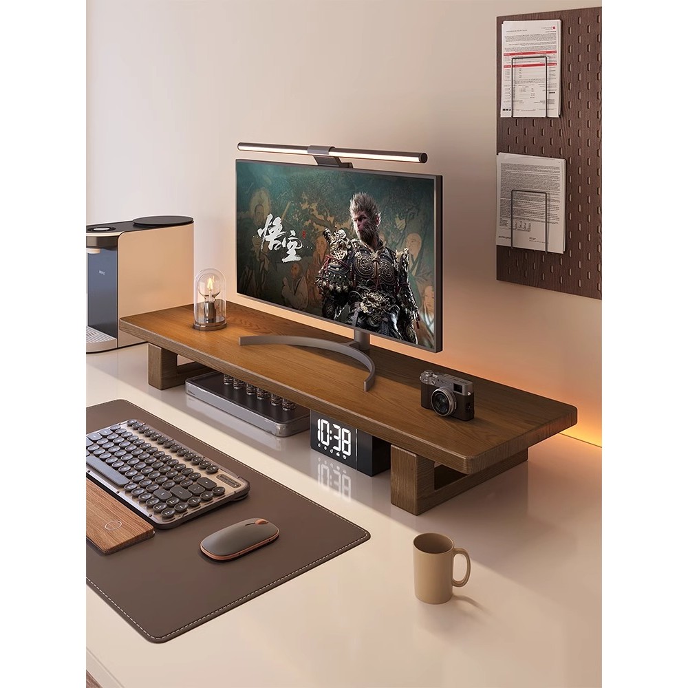 [48H Shipping] Desktop Heightening Rack Computer Monitor Solid Wood ...