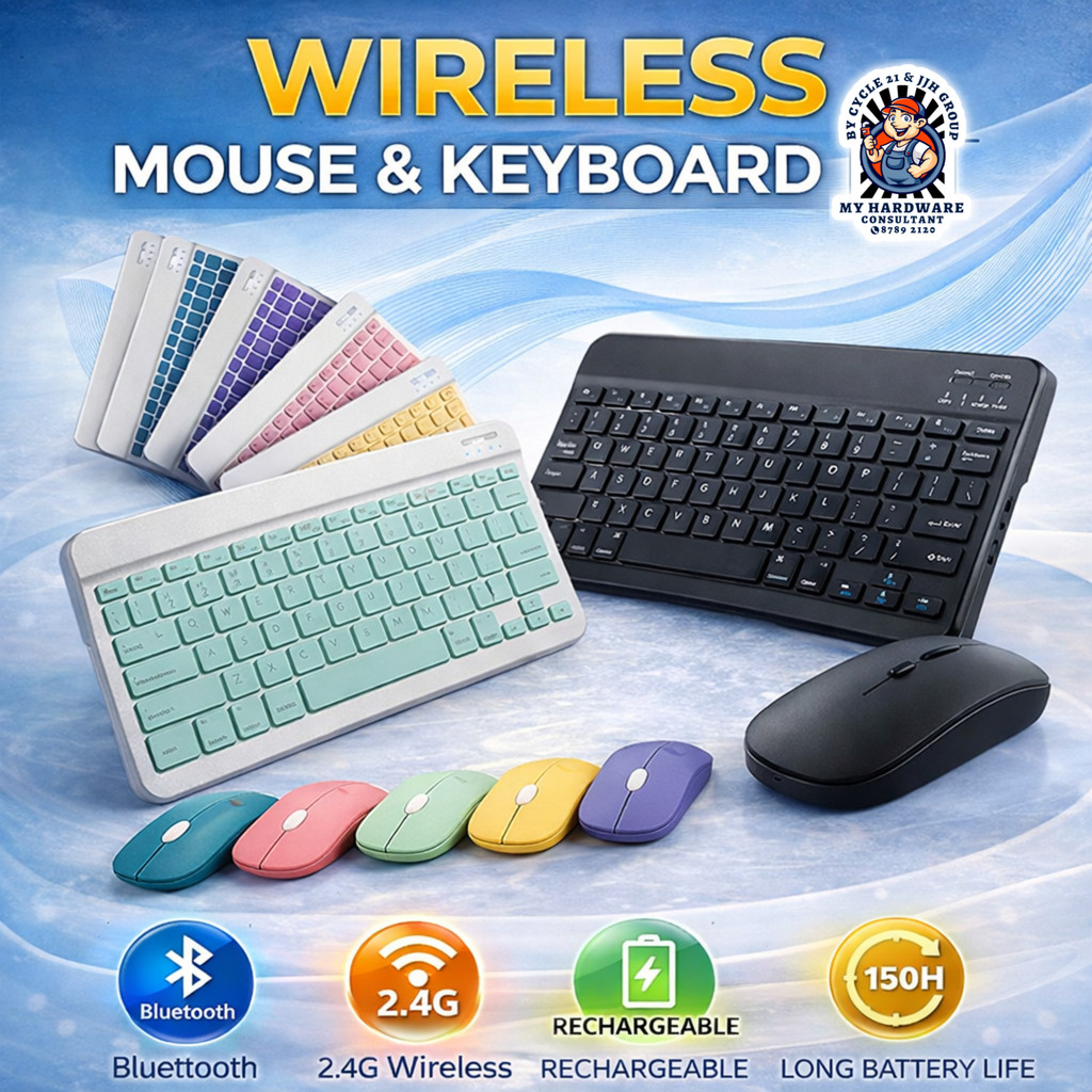 SG FAST DELIVERY 10inch Wireless Square Bluetooth Keyboard Mouse ...