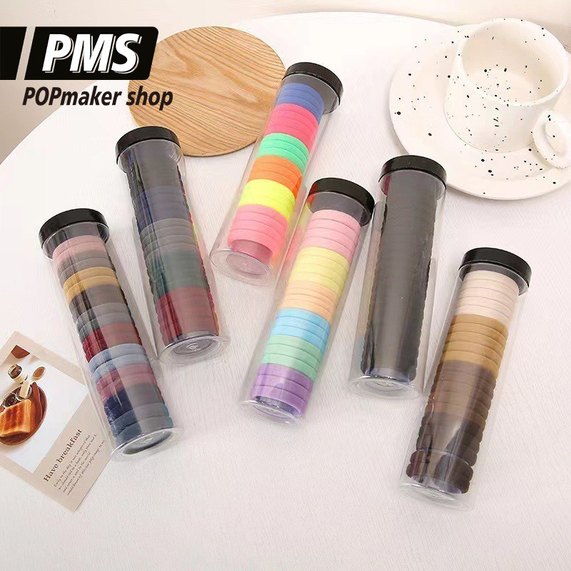 POPmaker shop Ikat Rambut Korea Import H468 / Set Per Box Warna Polos​ - Ikat Rambut Wanita Warna-Warni Import dalam Kemasan Box yang PraktisCOD