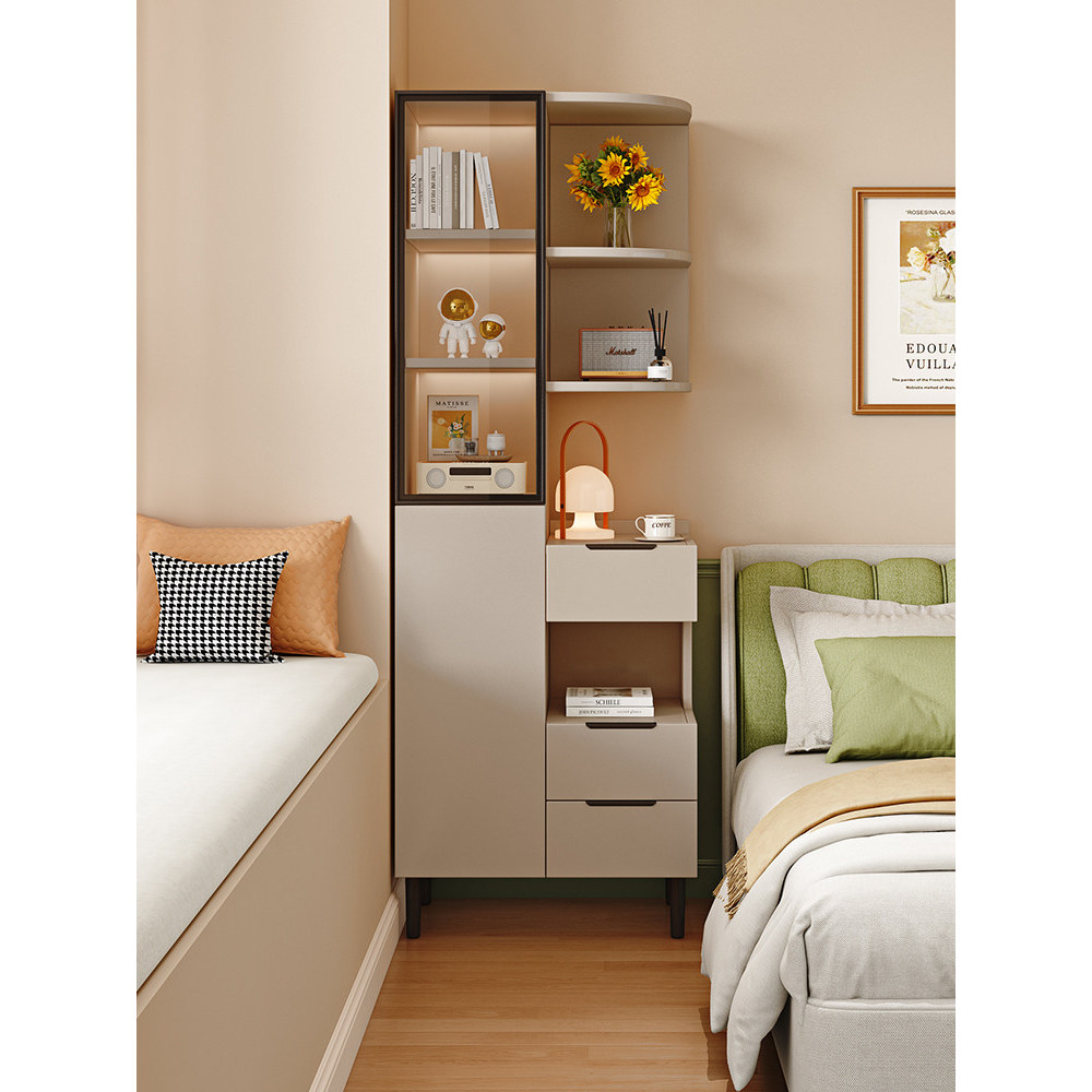 Solid Wood Bedside Table Storage Cabinet Home Bedroom Modern Simple ...