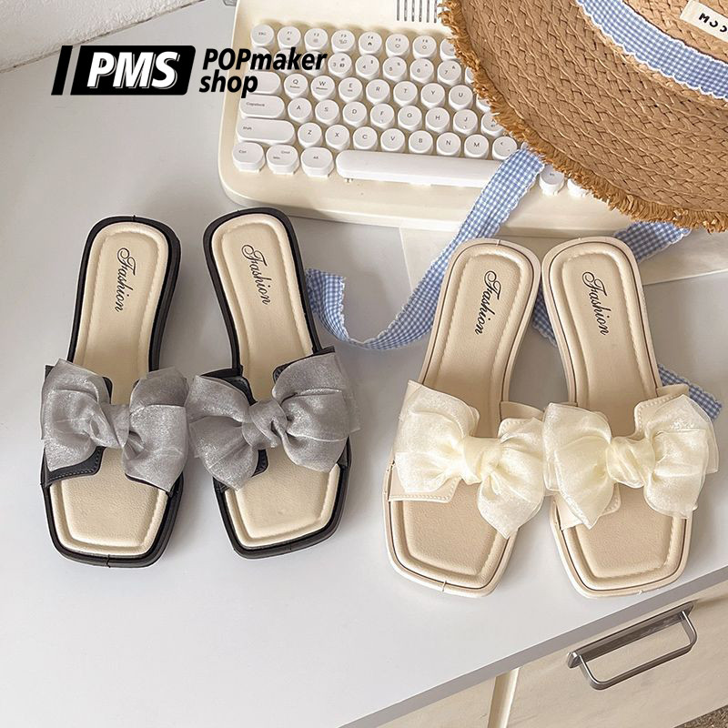 POPmaker shop Sandal Slop Wanita YU70 - Sendal Flat Jelly Elastis dengan Pita & Sol Rubber Anti-Slip, Empuk dan Kekinian, Nyaman untuk Daily Use COD