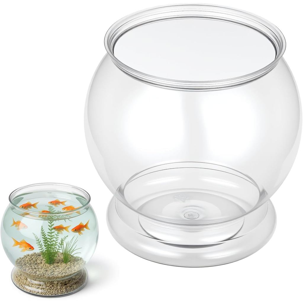 Plastic Fish Bowl 38 oz Decorative Small Mini Fishbowl Round Plastic ...
