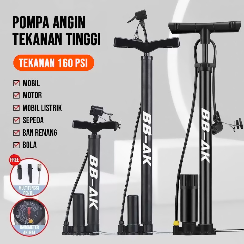 Pompa Angin Portable Bertekanan Tinggi dengan Tabung BaroMeter 160 PSI, Pompa Ban Mobil Motor Sepeda dan Bola, Desain Keren Kuat Praktis untuk Perjalanan dan Darurat - Gambar 4