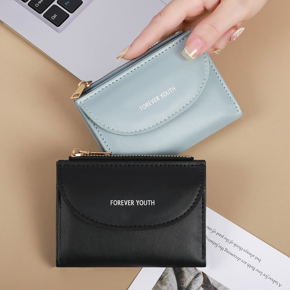 POPmaker shop Dompet Lipat Koin Wanita Multifungsi AC18 / Tempat Kartu Polos Simple​ - Dompet dengan Desain Minimalis COD - Gambar 4