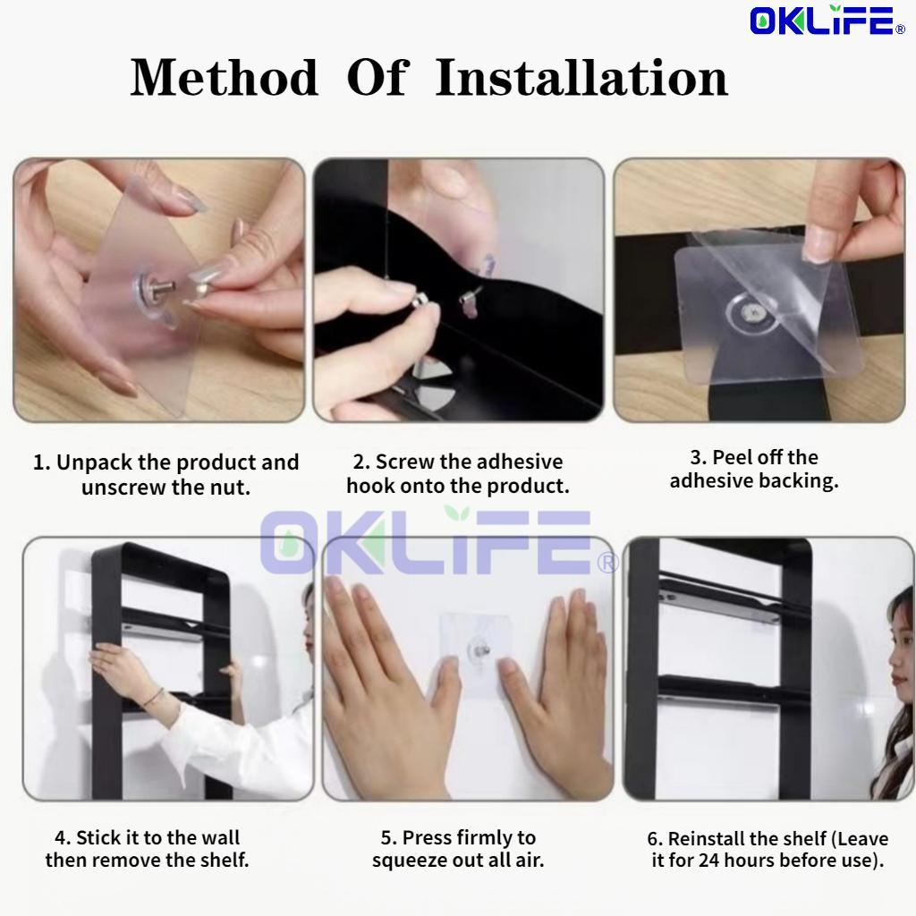 Large Capacity Bathroom Wall Shelf Punch Free Shower Organizer Rack Wall Mounted Toiletries Organizer view 8
