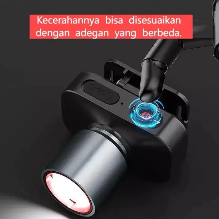 Senter Kepala Zoom Super Terang LED Cahaya Maksimal Plus Rechargeable Type C Adjustable Headband - Gambar 3