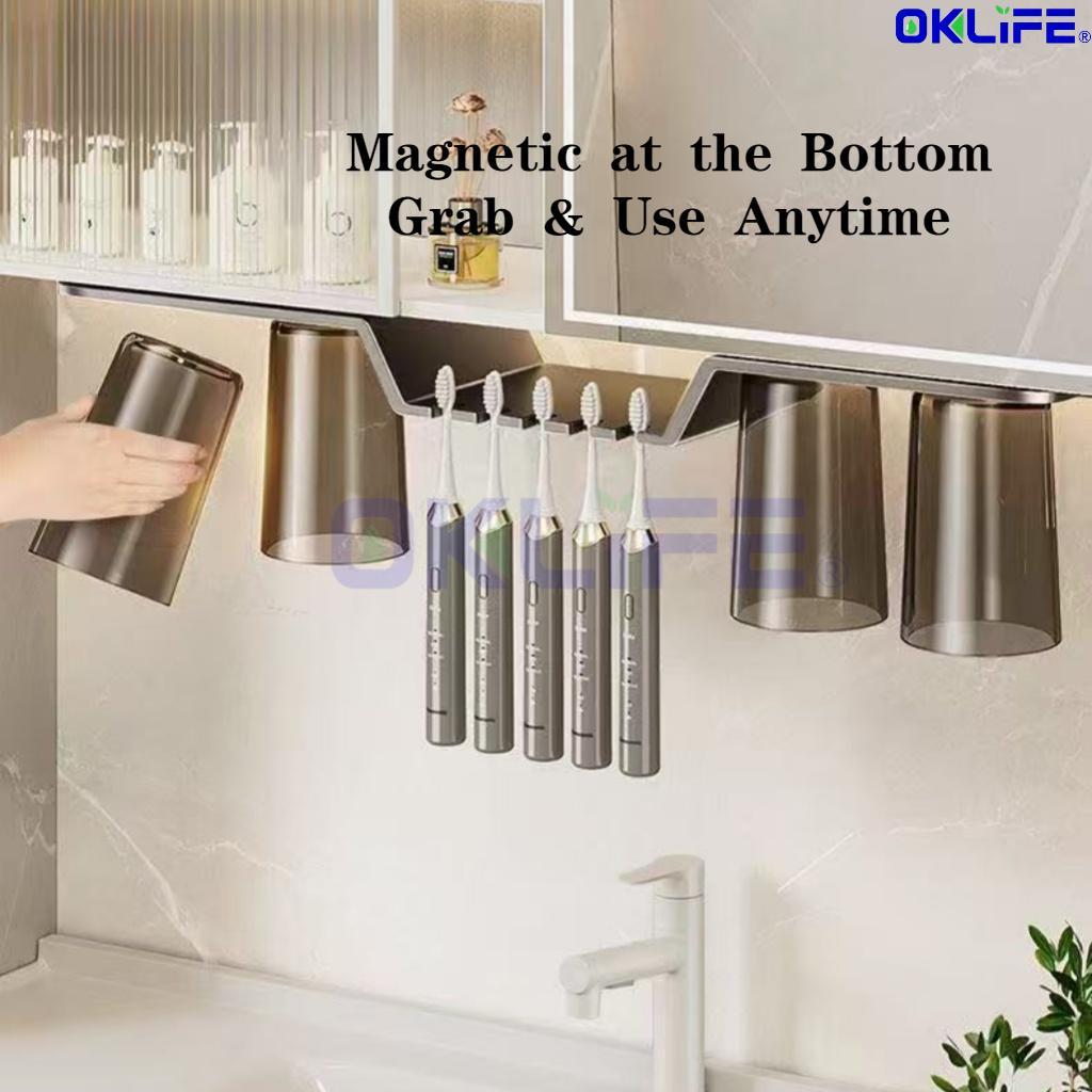 Punch Free Bathroom Organizer Bathroom Shelf with Toothbrush Holder Bathroom Caddy view 5