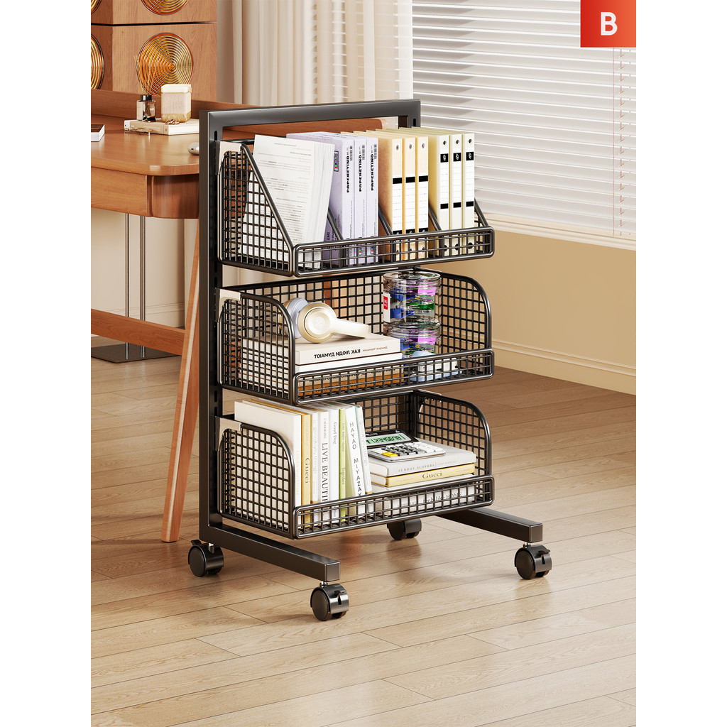 [48H Shipping] Movable Bookshelf Desk Side Small Trolley Storage Rack ...