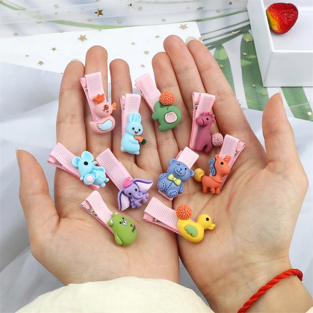 POPmaker Jepitan Rambut 10Pcs 3D Imut Wanita Anak - Gambar 3