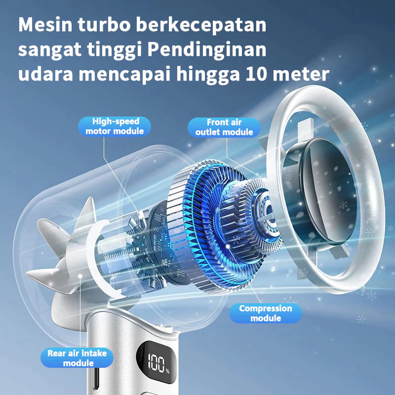 Kipas Mini Portable Strong Wind 120 Gear Speed Tampilan Digital LED untuk Olahraga Luar Ruangan - Gambar 2