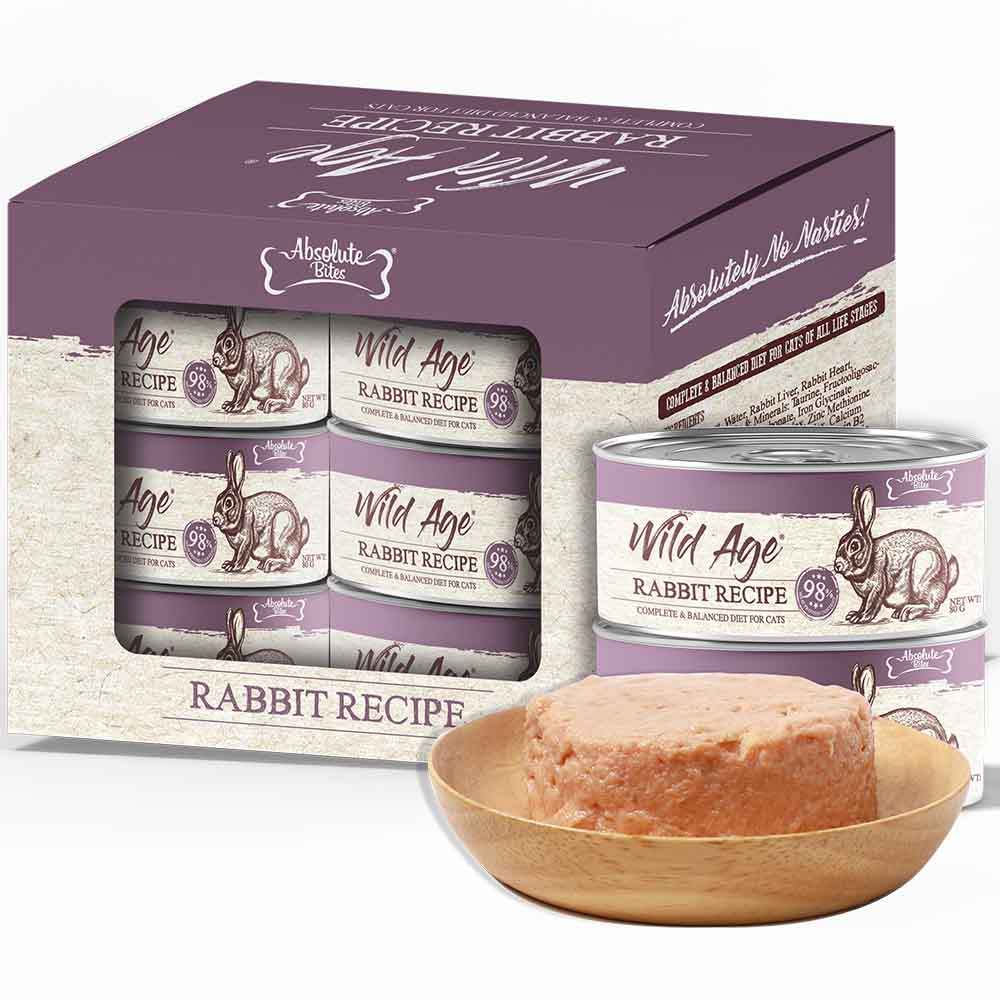 Absolute Bites Wild Age Rabbit Complete & Balanced Diet Canned Cat Food ...