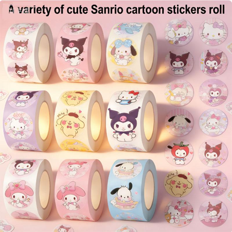 (SG 24H) Mini Cute Cartoon Sticker Roll 500pcs Aesthetic Kawaii Round ...