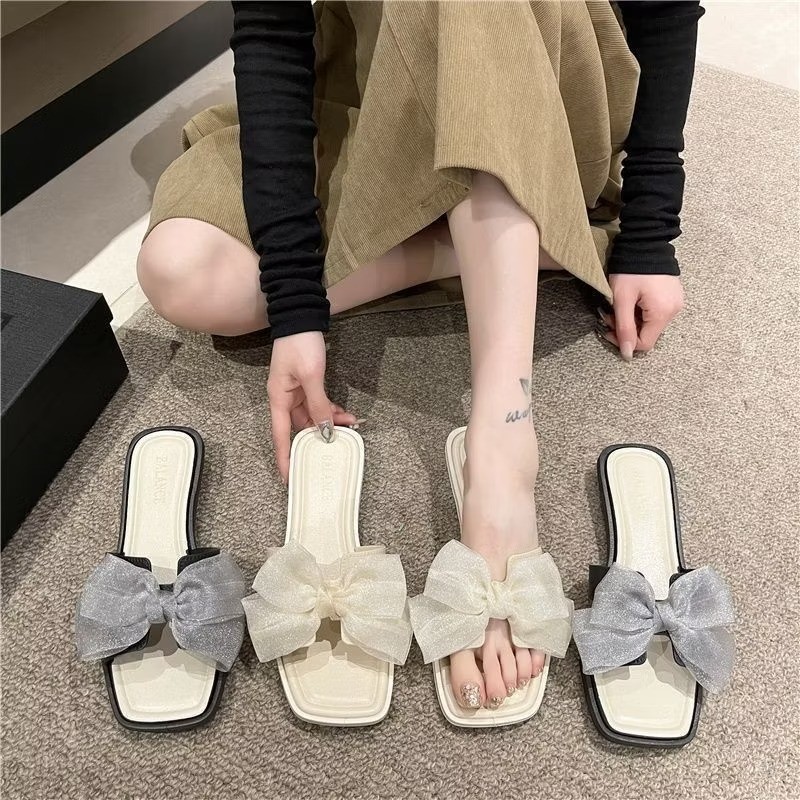POPmaker shop Sandal Slop Wanita YU70 - Sendal Flat Jelly Elastis dengan Pita & Sol Rubber Anti-Slip, Empuk dan Kekinian, Nyaman untuk Daily Use COD - Gambar 4